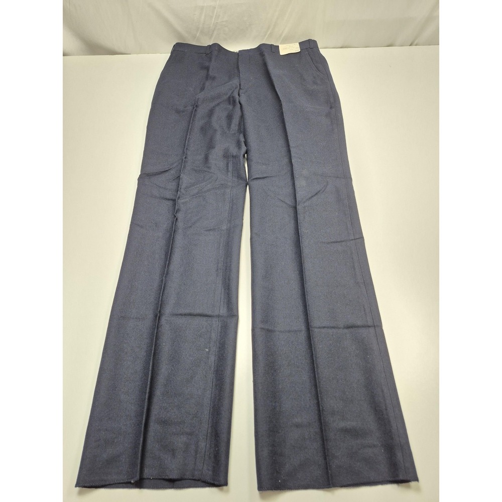 Dress Pants Mens 40x36 Blue Wool Flat Front Lined Unhemmed Classic Fit Flannel